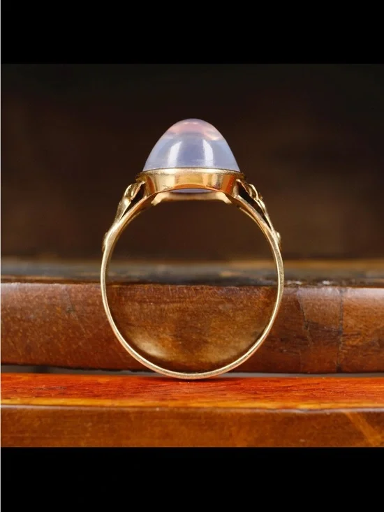 Vintage 18ct Gold Moonstone Sugarloaf Cabochon Solitaire Ring, 1940s, Size 8.75 - Picture 3 of 6